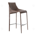 Tabourets de bar de luxe en acier inoxydable en cuir gris